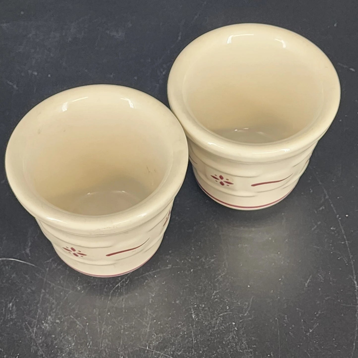 Longaberger Heritage Red Votive Cups Set 2 Pottery