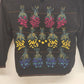 Cullinane Black Silk Blend Sweater L Floral Embroidery Shoulder Pads Vintage