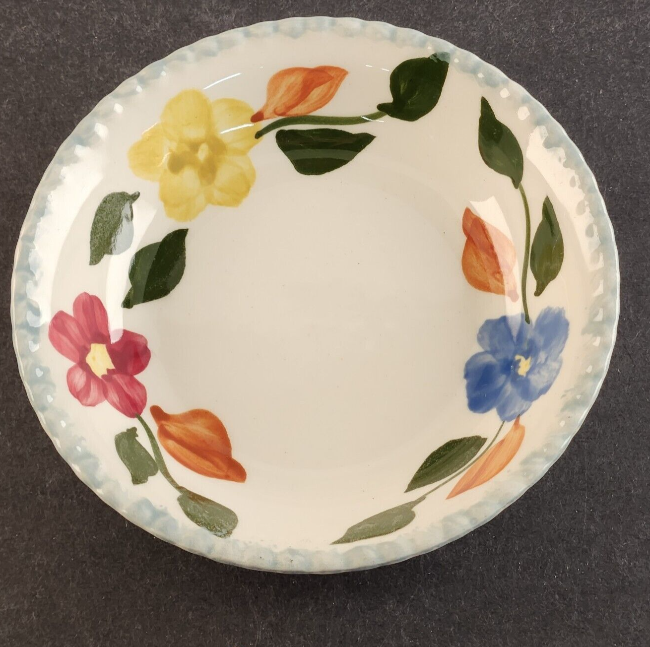 Southern Potteries Blue Ridge Hand Painted Floral Design Desert Bowl Vintage 5½"