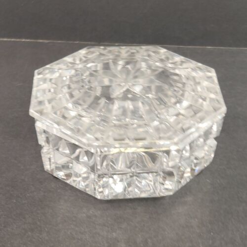 Waterford Crystal Glass Dish with Lid Octagon Shaped 5" Ireland Felt Pads Vtg