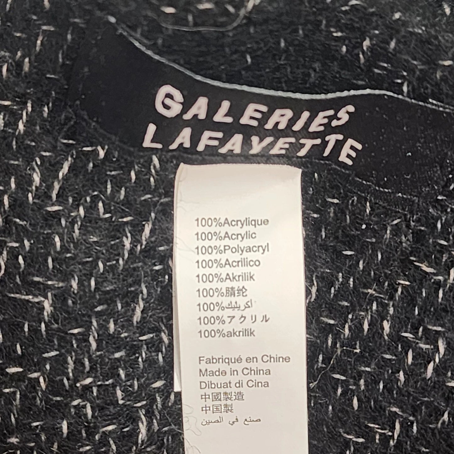Galeries Lafayette Paris Large Scarf Shawl Black White Oversized Wrap France Vtg
