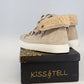 Kiss & Tell Lenci-02 Hi Top Sneakers Women's 8 Beige Suede Sherpa Lace Up