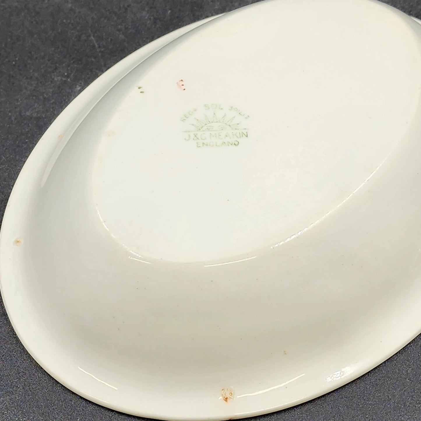Nebraska Blue Oval Vegetable Bowl 10" England Blue Rim Flower Accent J&G Meakin