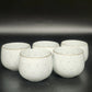Japanese Hotarude Firefly Porcelain Tea Cups Set 5 Blue White Gold Rim Vintage