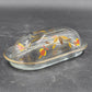 Autumn Leaf Glass Covered Butter Dish 1/4 Lb Hall's Superior Jewel Tea MCM Vtg