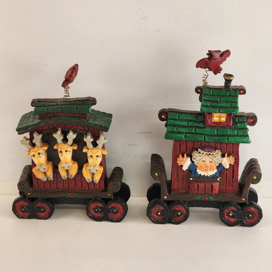 2 Christmas Train Figurines Great North Pole Railroad 2002 David Frykman