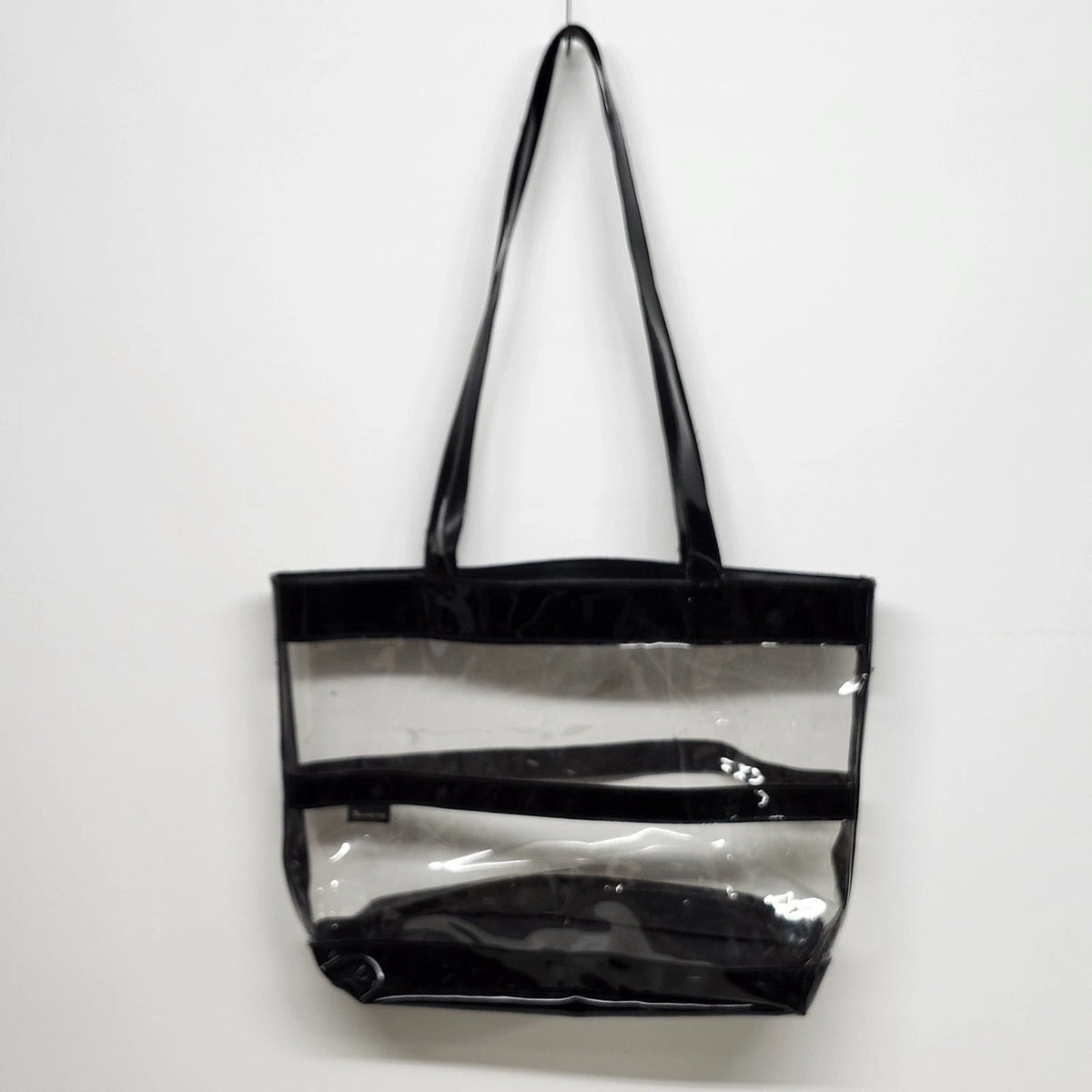 Mary Kay Clear Vinyl Tote Bag Black Patent Trim Large Shoulder Consultant Bag