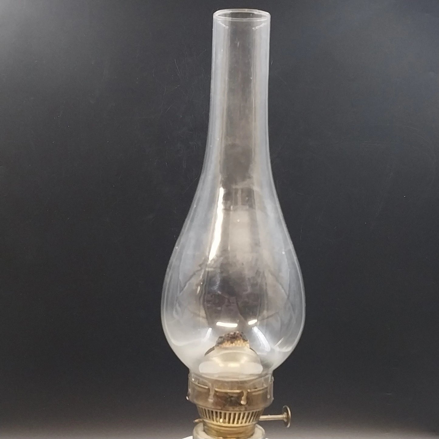 KE Strigos Greek Ceramic Oil Lamp 24K Gold Classical Figures Glass Chimney 18"