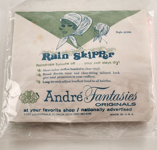Rain Skipper Vintage Ladies Bonnet Andre Fantasies 1960s Hair Coif Cover Prop