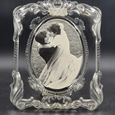Mikasa Princess Picture Frame Lead Crystal Frosted Oval SA751/829 Germany 10”