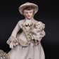 Victorian Girl Porcelain Figurine 2064 White w Mint Green Fringe Gold Gilt Vtg