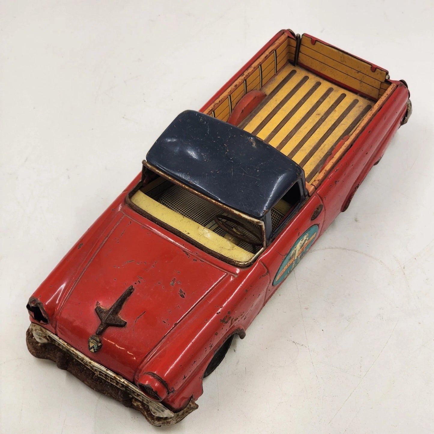 1956 Bandai Ford El Ranchero Tin Friction Toy Car Japan 12" Ford Lasts Longer