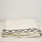 Martex Luxor Solid White Twin Flat Sheet w Embroider Brown Bamboo Lattice Edge