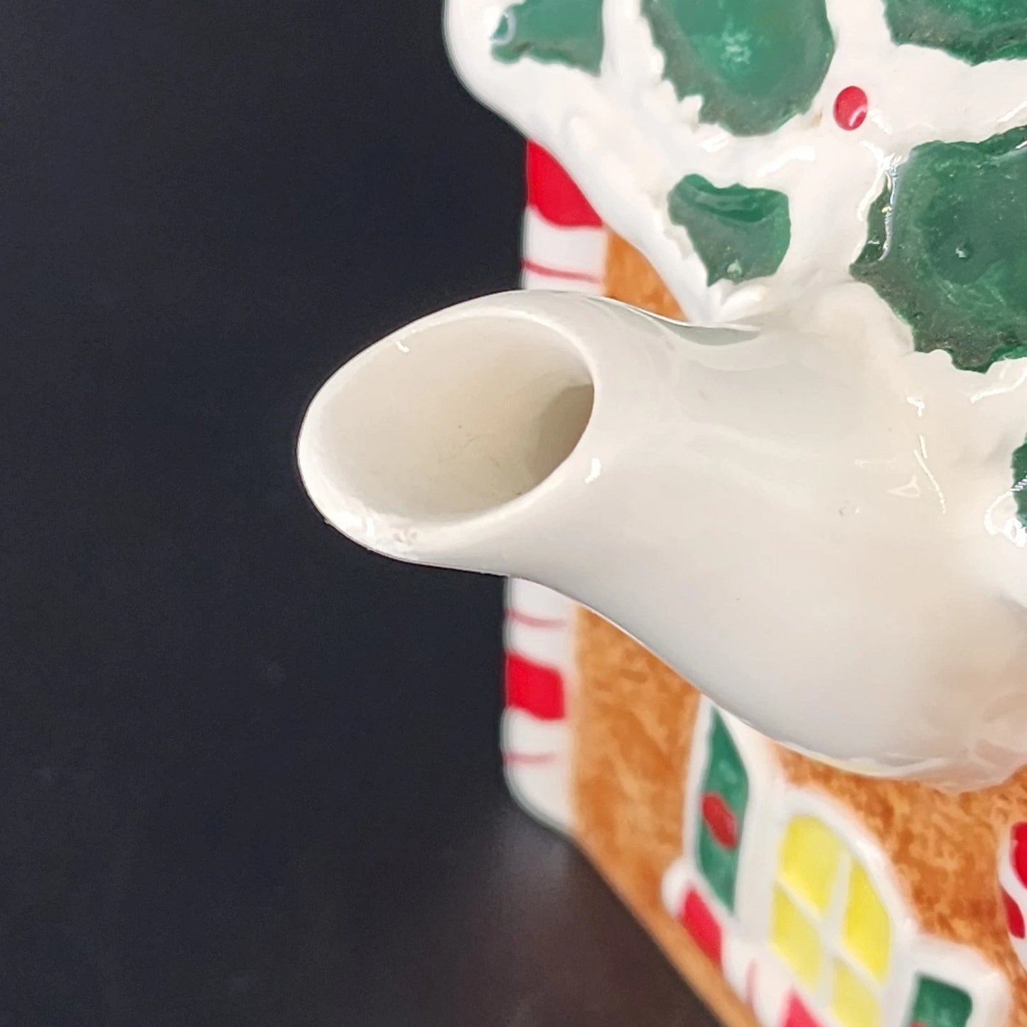 Potpourri Designs Gingerbread House Teapot Hand Painted Candy Cane 8" Holiday