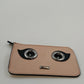 Calvin Klein Pink Blush Saffiano Leather Robot Face Key Ring Coin Purse