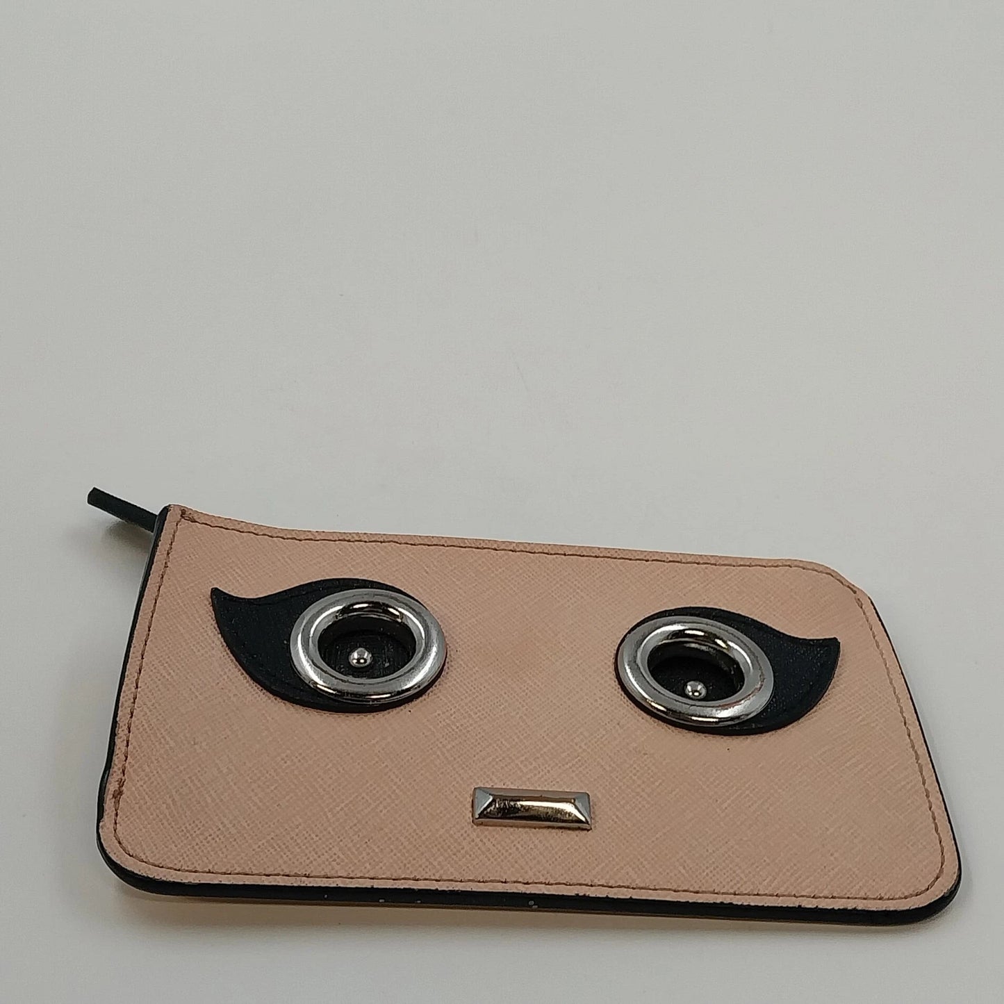 Calvin Klein Pink Blush Saffiano Leather Robot Face Key Ring Coin Purse