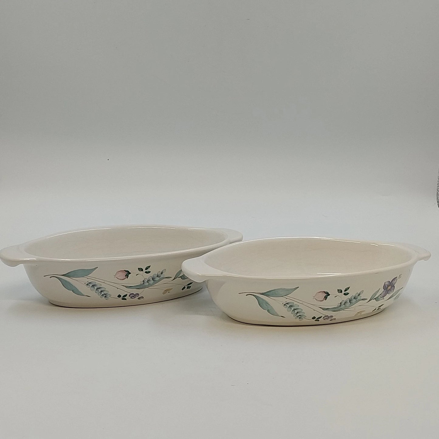 Pfaltzgraff Grapevine Oval Casserole Baker Dishes Floral USA 2 Pc Handles 8x5"
