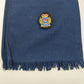 Navy Wool Unisex Neck Scarf with Crest Short Fringe 29"x8.5"