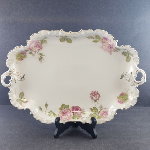 15” Platter Rosenthal R C Monbijou Rose China Ruffle Scalloped Gold Leaf Bavaria