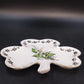 Handmade Czech Porcelain Clover Plate Lily of the Valley Gold Trim Trinket Dish