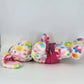 Build A Bear Tie Dye White Pastel Spotted Bunny Rabbit Plush 16" Pink Dress