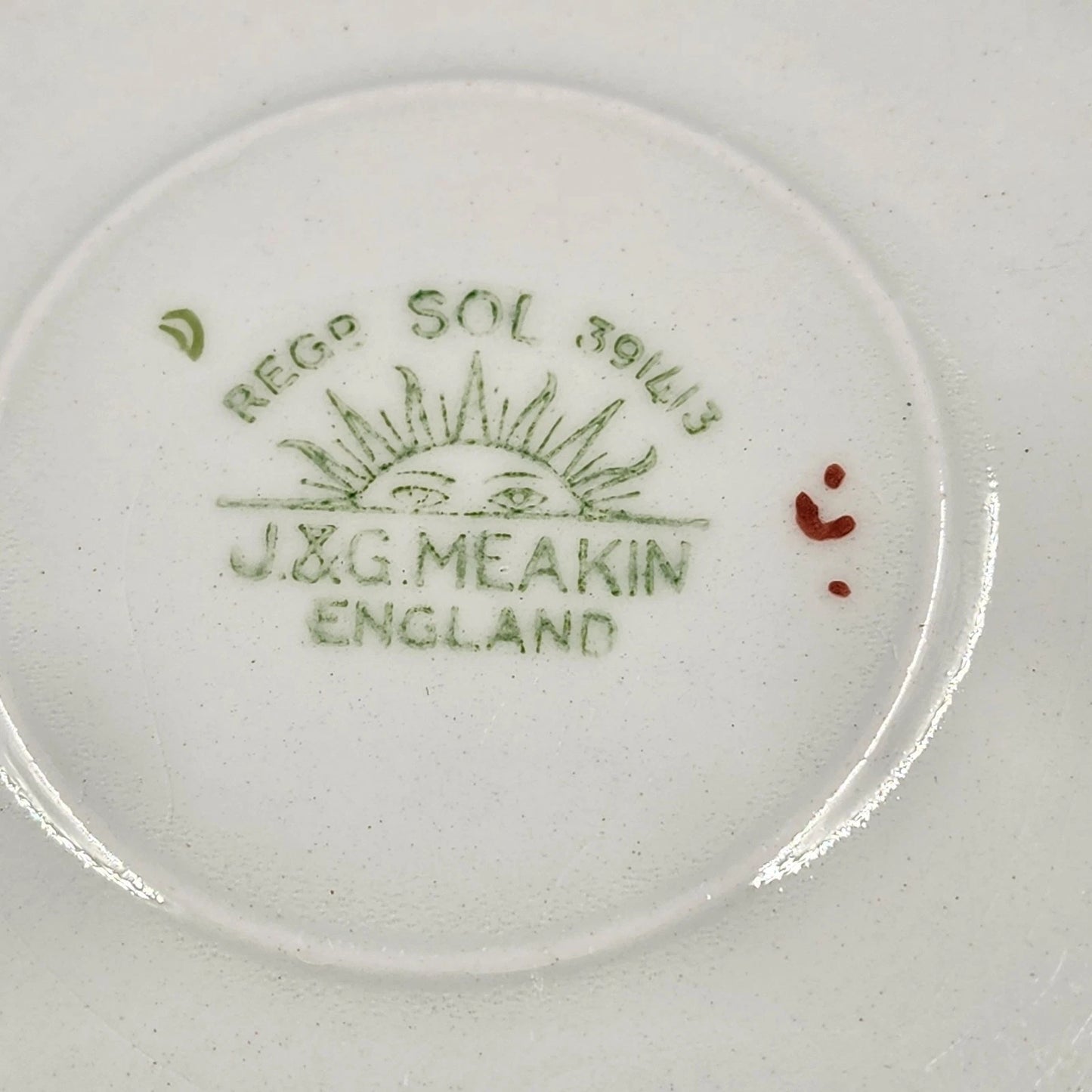 6 Nebraska Blue Flat Cup & Saucers England Blue Rim Flower Accent J & G Meakin