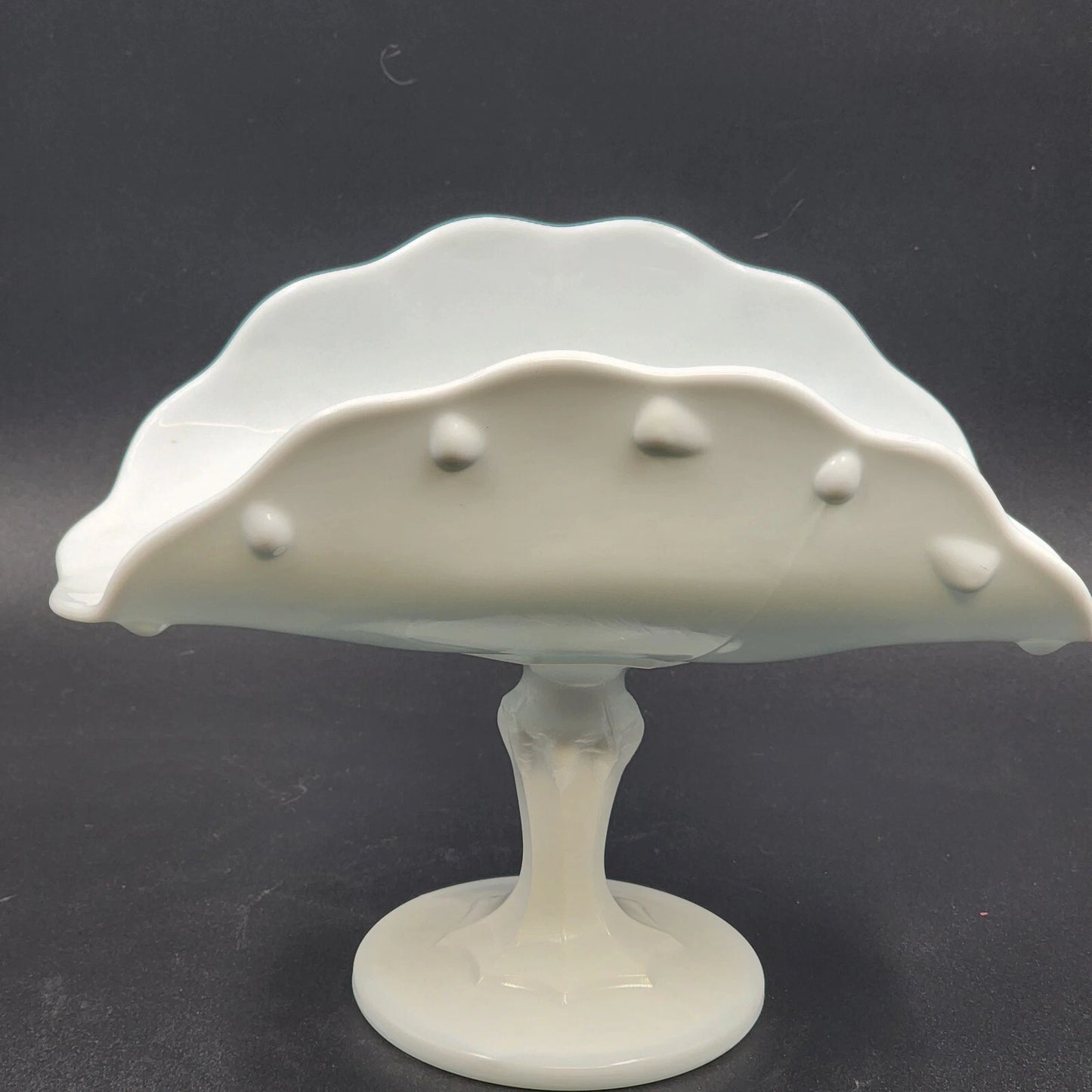 1970s Indiana Milk Glass Teardrop Footed Banana Fruit Bowl 11" Vintage MCM