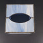 Stained Glass Tissue Box Cover Blue Swirl Slag Glass Metal 5" Bathroom Decor Vtg