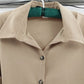 Fashion Bug Button Down Shirt Tan Faux Suede Size XL V Neck Cape Sleeve Vented