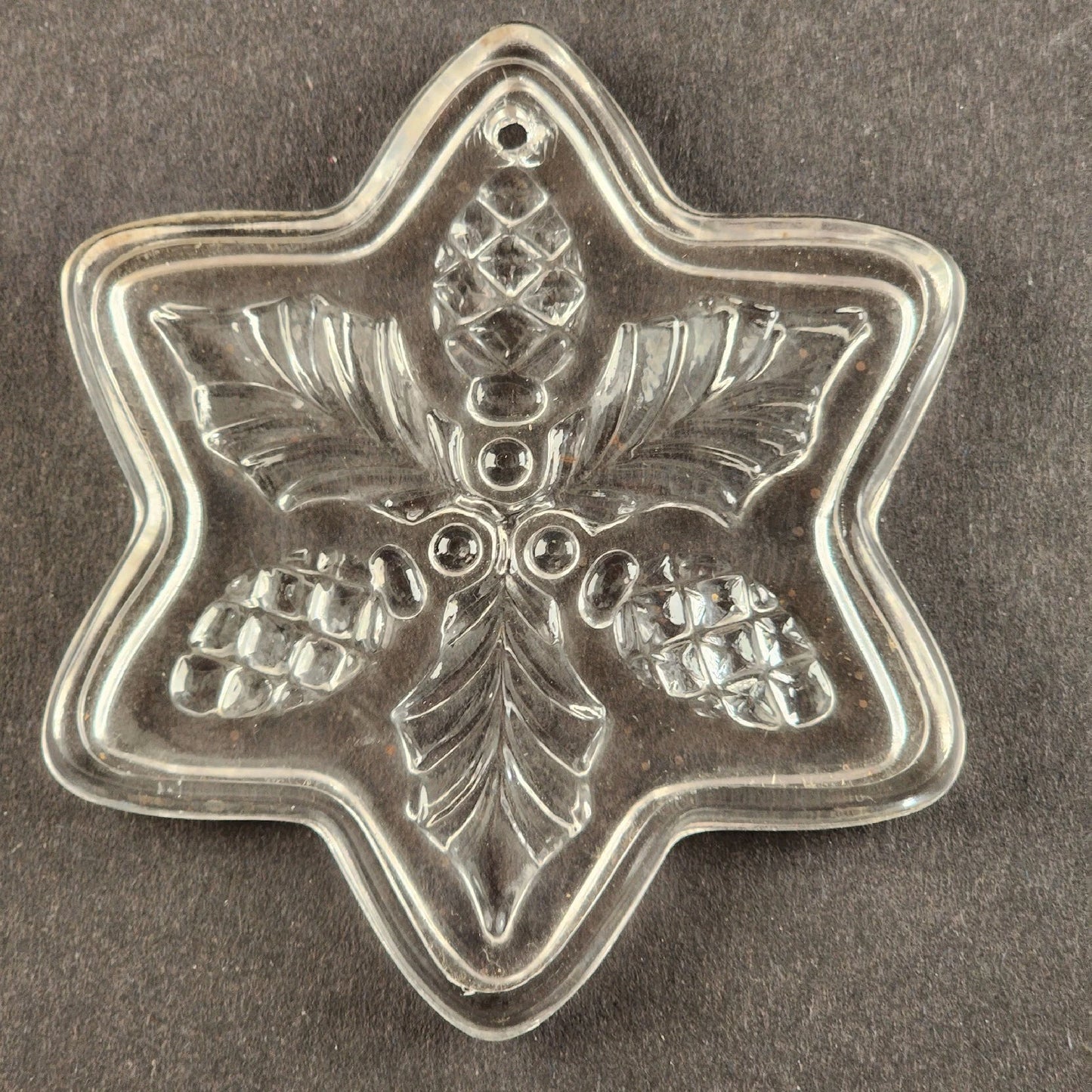 Set 3 Fostoria Lead Crystal True Holly Christmas Ornaments 3.5" Clear Glass