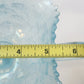 Jeannette Louisa Ice Blue Glass Pedestal Compote Double Handle Ruffled Rim 5.25"