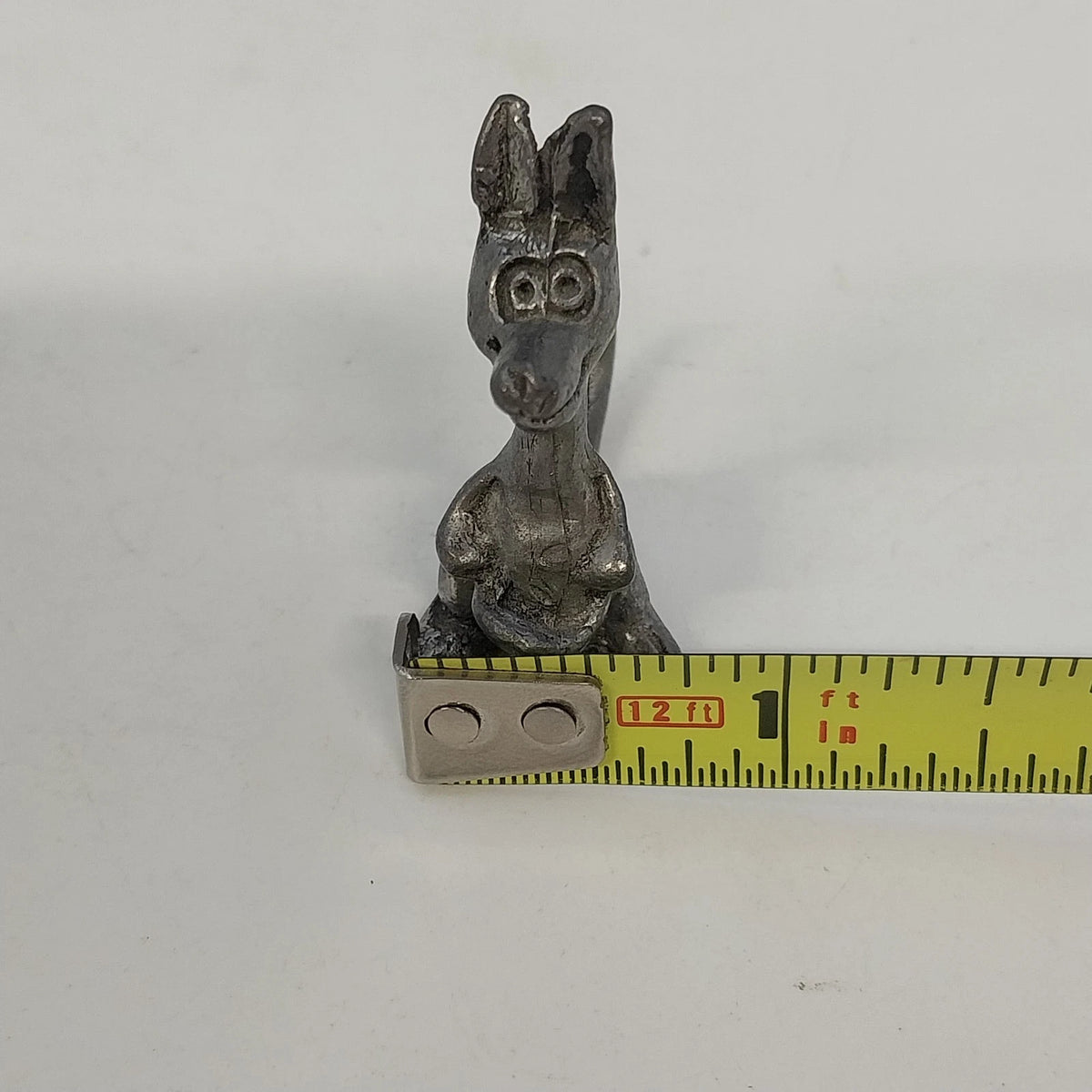 3Pcs Whimsical Pewter Giraffe Kangaroo Monkey Miniature Figurines Animal Vintage
