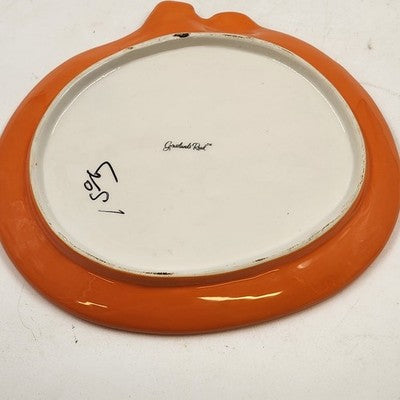 Grasslands Road Orange Pumpkin Plate Black Dots Pumpkin Patch Halloween Ceramic