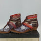 Ruff Hewn Sharvelle Sandals Red Multi Beaded Ankle Strap Women's 8 Open Toe Zip