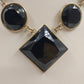 Jessica Simpson Chunky Black Faceted Square & Round in Gold Tone Chain Necklace