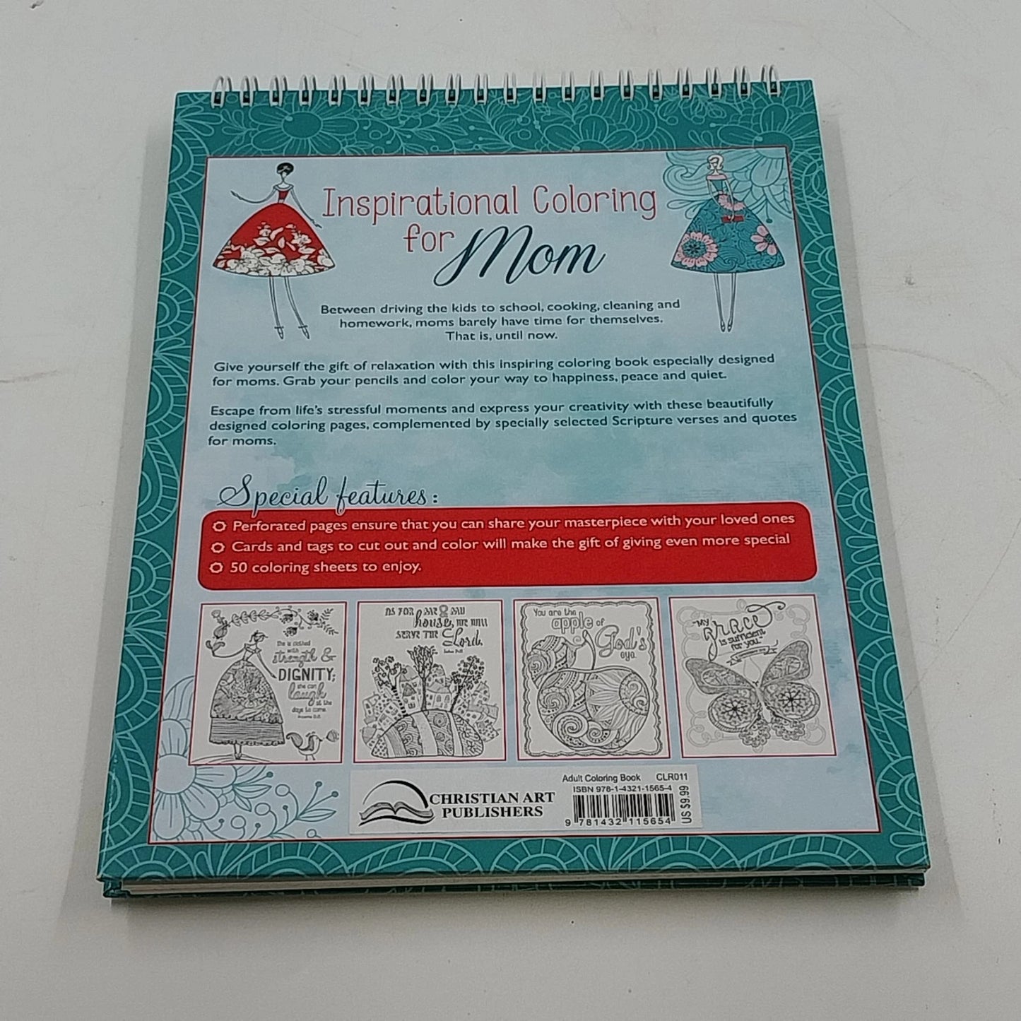 Inspirational Coloring Mom Book Hardcover Christian Scripture Quotes Ring Bound