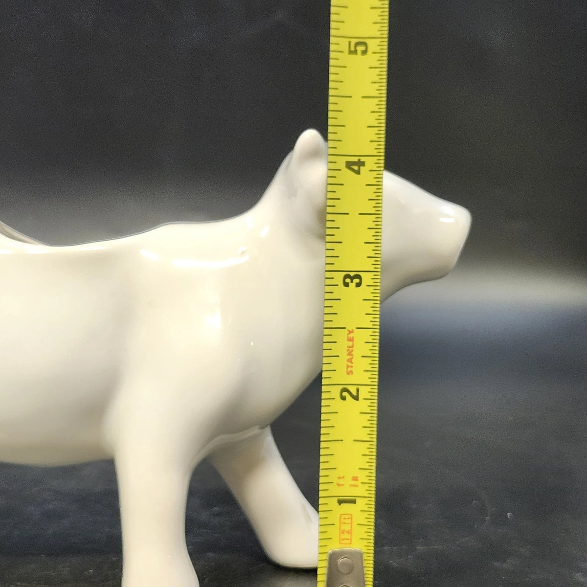 Apilco White Porcelain Cow Creamer Pitcher Figural Milk Pourer Farmhouse 6.5"