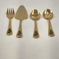 Classic Traditions Hollyberry 4pc Hostess Set Goldtone Xmas Stainless Steel