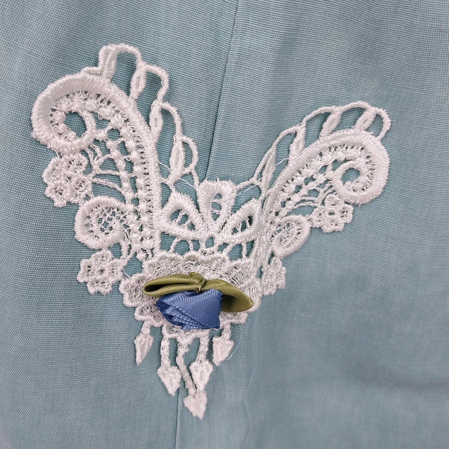 Tina Barrie Women's Vest 24W Plus Size Mint Green White Lace Floral Back Vtg