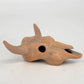 Handcrafted Ceramic Steer Skull 4" Orange Blue Glaze Bull Horns Folk Figurine