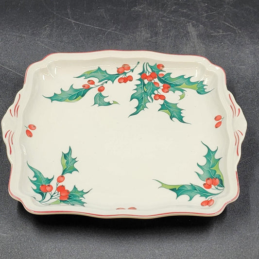 Villeroy & Boch Holly Square Handled Cake Plate 8.5" Vitro Porcelain EUC