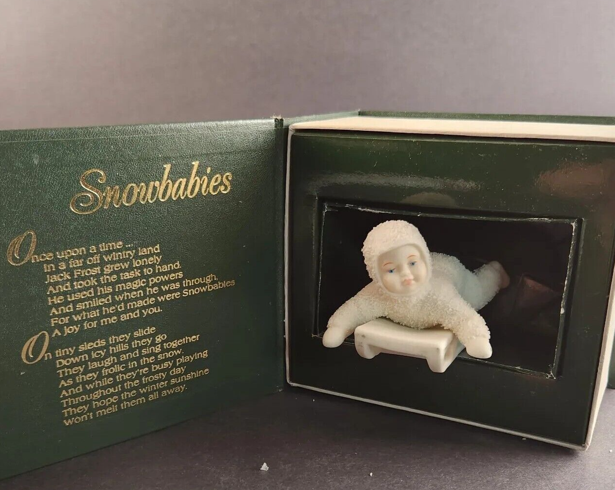 Sledding Snowbabies Department 56 HOLD ON TIGHT 4" Retired Figurine 7956-1