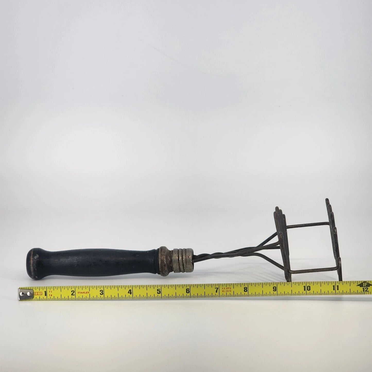 Double Wire Potato Masher Black Wood Handle Spring Action Twisted Wire Vintage