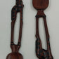 South African Hand Carved Wood Giraffe Salad Serving Fork Spoon Set Brown 13"