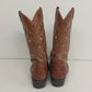 Israel Brown Leather Cowboy Boots Embroidered Western Men's Size 8.5 Made Mexico