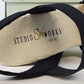 Studio Works St Martin Black Sandals 3.5" Straw Heel Women 9M Tan Insole w Box