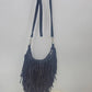 Charlie Black Faux Suede Fringe Crossbody Bag Western Boho Tassel Shoulder Purse