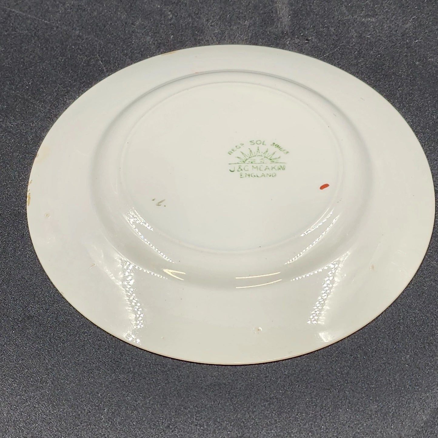 6 Nebraska Blue Dessert Pie Plates 7" England Blue Rim Flower Accent J&G Meakin