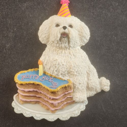 Bichon Frise Refrigerator Magnet Happy Birthday Dog Figurine Willabee Ward MBI