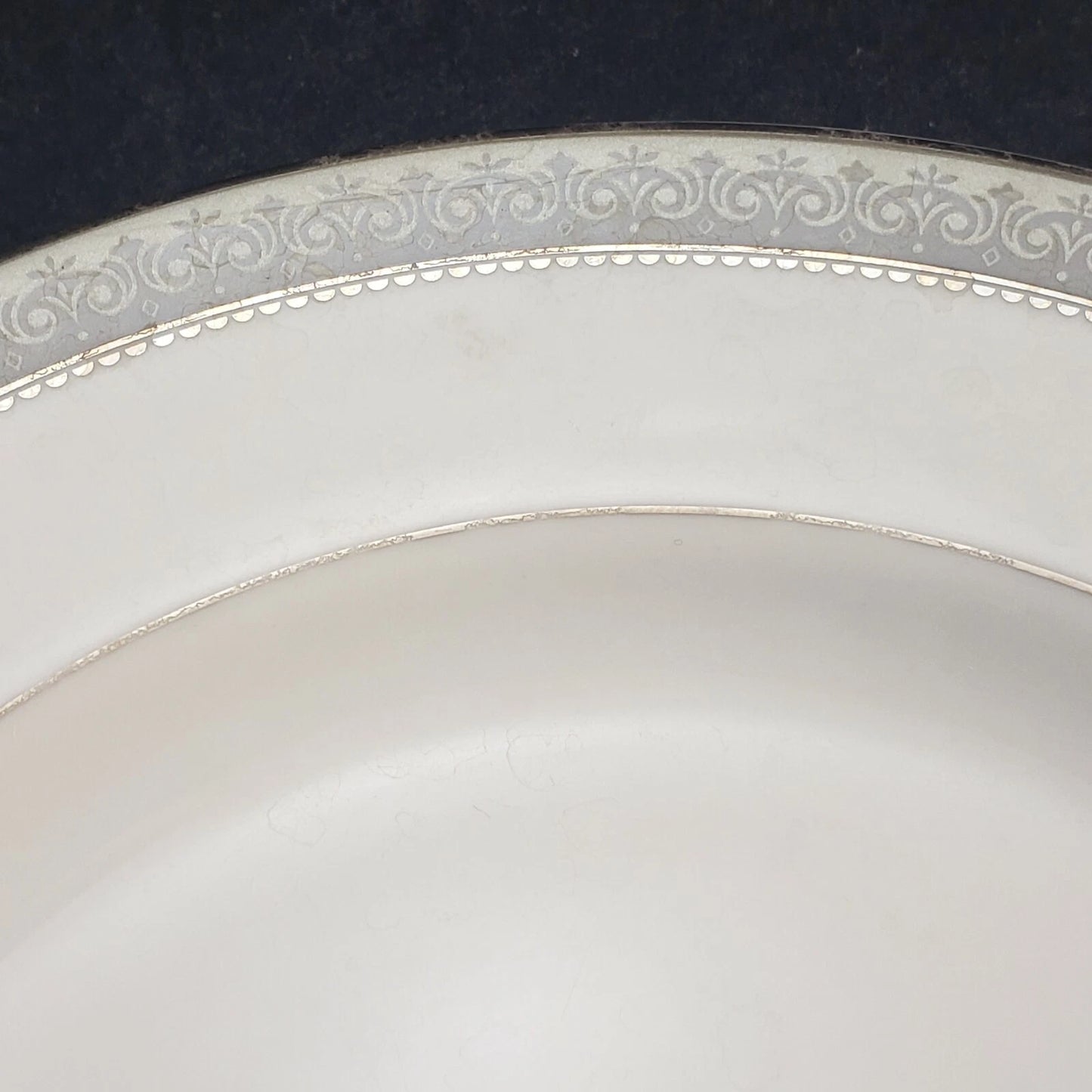 Mikasa Platinum Crown Bread Plate L3428 Fine China 8.25" Silver Trim Vintage